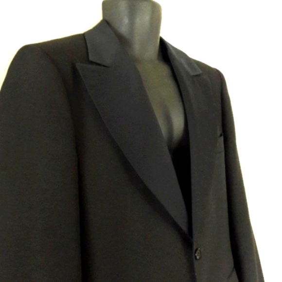 AFTER SIX Vintage 70s Wide Lapel Black Tuxedo Blazer / Dinner Jacket, 41L - Picture 5 of 9